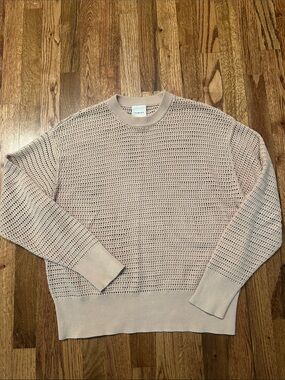 Varley Women’s Open-Weave Kershaw Crewneck Sweater — Light Beige Moonlight XS